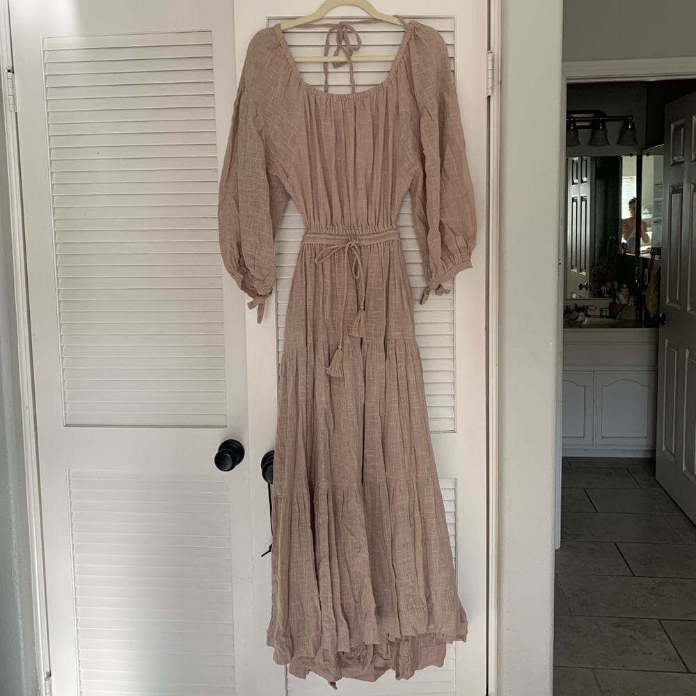 Free People Backless linen MIDI dress